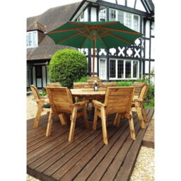 Marlborough Traditional Eight Seater Circular Table Set With 8 X Green Chair Cushion, 1X Green Parasol & Base & 1 X Cushion Storage Bag - thumbnail 2