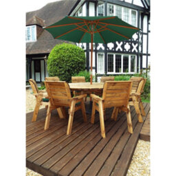 Marlborough Traditional Eight Seater Circular Table Set With 8 X Green Chair Cushion, 1X Green Parasol & Base & 1 X Cushion Storage Bag - thumbnail 3