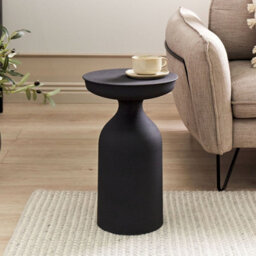 Beliani Aria Side Table Black Iron 33 X 33 X 50 Cm Round Top Modern Living Room End Table - thumbnail 2