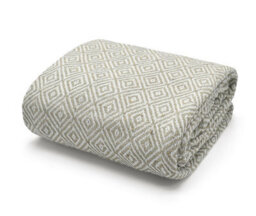 Velosso Cosy Woven Cotton Print Throw Blanket In Plush Texture - Available For Sofa, Bed, Couch - 90Cm X 100Cm Throw - Beige