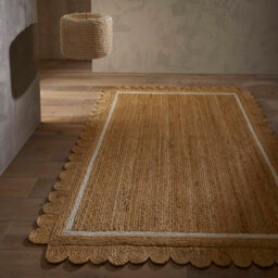 Melrose 100% Jute Made Naturals Border Scallop Edge Medium Area Rug 120/170Cm - thumbnail 1