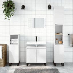 Berkfield Bathroom Cabinet High Gloss White 58X33X60 Cm Engineered Wood - thumbnail 1