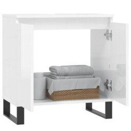 Berkfield Bathroom Cabinet High Gloss White 58X33X60 Cm Engineered Wood - thumbnail 3
