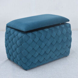 Plumeo Velvet Storage Ottoman - Teal