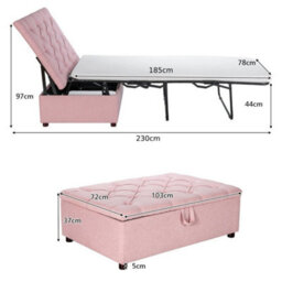 Convertible Sofa Bed Folding Ottoman Sleeper Space Saving Couch Lounger - thumbnail 2