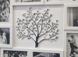 Biznest Embossed Family Tree Photo Frame White & Black Collage 8 Openings Wall Mount 4X6 '' Metal Hooks Stable Hanging 60X46 Cm - thumbnail 4