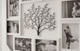 Biznest Embossed Family Tree Photo Frame White & Black Collage 8 Openings Wall Mount 4X6 '' Metal Hooks Stable Hanging 60X46 Cm - thumbnail 5