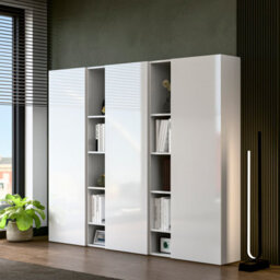 Decorotika Lourdes Moduler Modern Tv Unit Wall Mount Customizable Layout High Gloss White - thumbnail 2