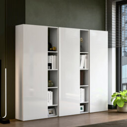 Decorotika Lourdes Moduler Modern Tv Unit Wall Mount Customizable Layout High Gloss White - thumbnail 3