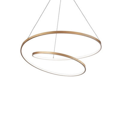 Ideal Lux Oz Led Decorative Swirl Integrated Pendant Light Gold, 3000K - image 1