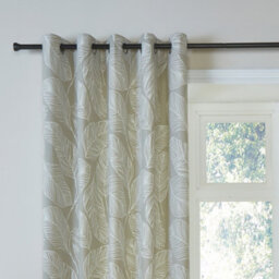Fusion Matteo 100% Cotton Light Filtering Pair Of Natural Eyelet Curtains - thumbnail 2