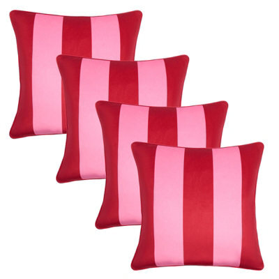 OHS 4 Pack Stripe Cushion Cover, Red/pink - 45 X 45Cm - image 1