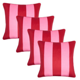 OHS 4 Pack Stripe Cushion Cover, Red/pink - 45 X 45Cm - thumbnail 1