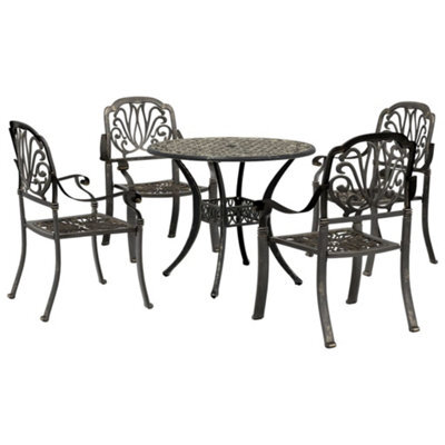 Berkfield 5 Piece Garden Dining Set Bronze Cast Aluminium - image 1