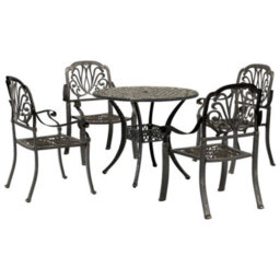 Berkfield 5 Piece Garden Dining Set Bronze Cast Aluminium - thumbnail 1