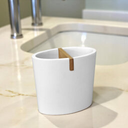 Showerdrape Sonata White Bathroom Accessory Set - Soap Dispenser & Toothbrush Holder - thumbnail 3