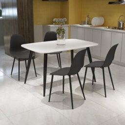 Core Products Aspen White 120Cm Rectangular Dining Table With 4 Black Plastic Curve Design Chairs - thumbnail 1