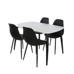 Core Products Aspen White 120Cm Rectangular Dining Table With 4 Black Plastic Curve Design Chairs - thumbnail 2