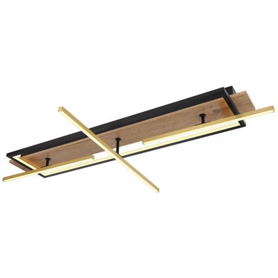 Luminosa Lighting Luminosa Beatrix 60X100Cm Integrated Led Semi Flush Ceiling Light Matt Black Rectangular Rotating Rods Led 3000K - image 1