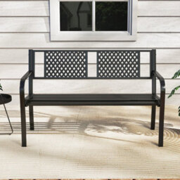 Outdoor Metal Loveseat Chair 2 Persons Patio Bench - thumbnail 1