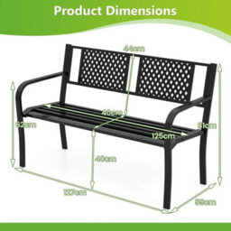 Outdoor Metal Loveseat Chair 2 Persons Patio Bench - thumbnail 2
