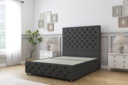"Comfort Florida Graphite Tweed Divan Bed Base 2 Drawers Left Side - 26"" Strutted  & 12"" Footboard 6' Super King" - thumbnail 2