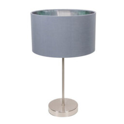 Valuelights Charles Brushed Chrome Table Lamp With Metallic & Grey Shade And Bulb - thumbnail 3