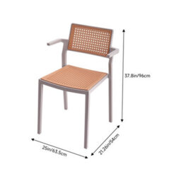 Thehotsale Set Of 4 Pseudo-Rattan Pp Stackable Dining Chair With Armrest In Grey - thumbnail 7