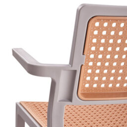 Thehotsale Set Of 4 Pseudo-Rattan Pp Stackable Dining Chair With Armrest In Grey - thumbnail 6