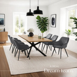 Tectake Set Of 4 Chair Marilyn - Velvet Look, Quilted, Continuous Backrest, Slim Steel Legs  - Grey/black - thumbnail 8
