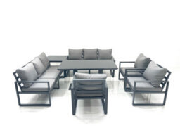 Fimous Garden Sofa Set Aluminium Furniture Rising Dining Tabe Set With 3 Chair Side Table Dark Grey - thumbnail 2