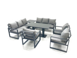 Fimous Garden Sofa Set Aluminium Furniture Rising Dining Tabe Set With 3 Chair Side Table Dark Grey - thumbnail 1