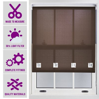Furnished Daylight Roller Blind With Big Square Eyelets Free Cut Service - Mocha (W)60Cm X (L)210Cm - image 1