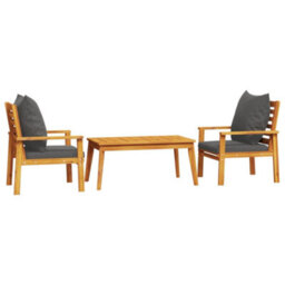 Berkfield 3 Piece Garden Lounge Set With Cushions Solid Wood Acacia - thumbnail 2