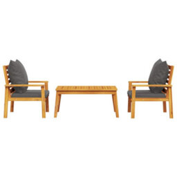 Berkfield 3 Piece Garden Lounge Set With Cushions Solid Wood Acacia - thumbnail 3