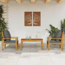 Berkfield 3 Piece Garden Lounge Set With Cushions Solid Wood Acacia - thumbnail 1