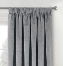 Luxury Enhanced Living Grey Velvet, Supersoft, 100% Blackout, Thermal Curtains With Tape Top (Pair) - 46 X 72 Inch (117X183Cm) - thumbnail 2