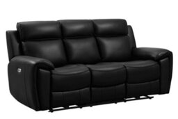 Furniture Instore Sienna Black Leather Aire Seater Sofa - thumbnail 1