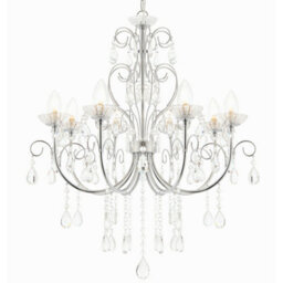 Bathroom Ceiling Pendant Light Chrome & Crystal Ip44 8 Bulb Hanging Lamp Rose - thumbnail 1