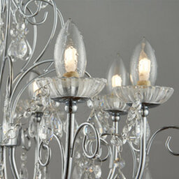 Bathroom Ceiling Pendant Light Chrome & Crystal Ip44 8 Bulb Hanging Lamp Rose - thumbnail 3