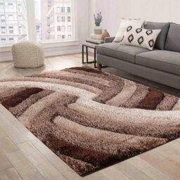 Modern Soft Swirl Shimmer Shaggy Area Rugs Bronze 60X220 Cm - thumbnail 3