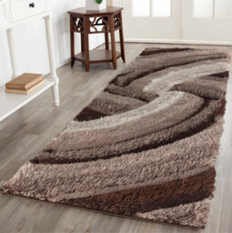 Modern Soft Swirl Shimmer Shaggy Area Rugs Bronze 60X220 Cm - thumbnail 1