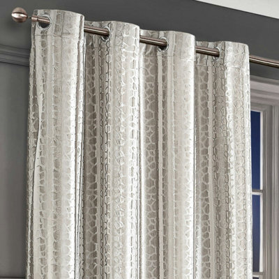 Intimates Verity Crushed Velvet Ready Made Eyelet Curtains - Cream