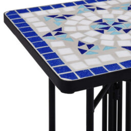 Vidaxl Mosaic Side Table Blue And White Ceramic - thumbnail 5