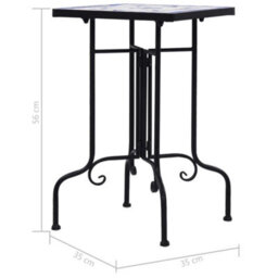 Vidaxl Mosaic Side Table Blue And White Ceramic - thumbnail 3