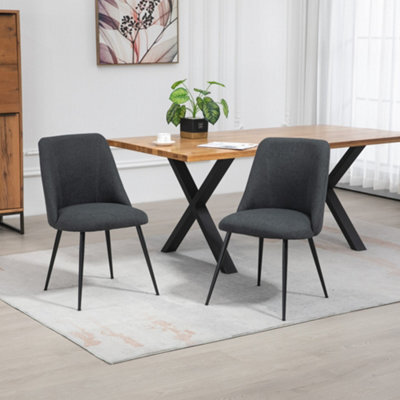 Set Of 2 Morandi Fabric Dining Chairs - Black - image 1