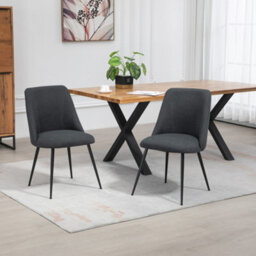 Set Of 2 Morandi Fabric Dining Chairs - Black
