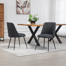 Set Of 2 Morandi Fabric Dining Chairs - Black - thumbnail 4