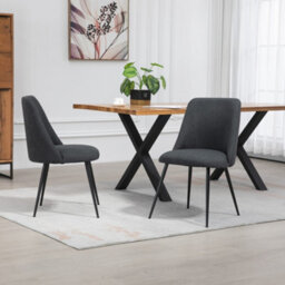 Set Of 2 Morandi Fabric Dining Chairs - Black - thumbnail 3