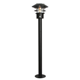 Luminosa Lighting Elstead Helsingor Bollard Lantern With Pir Black Ip44 - thumbnail 1